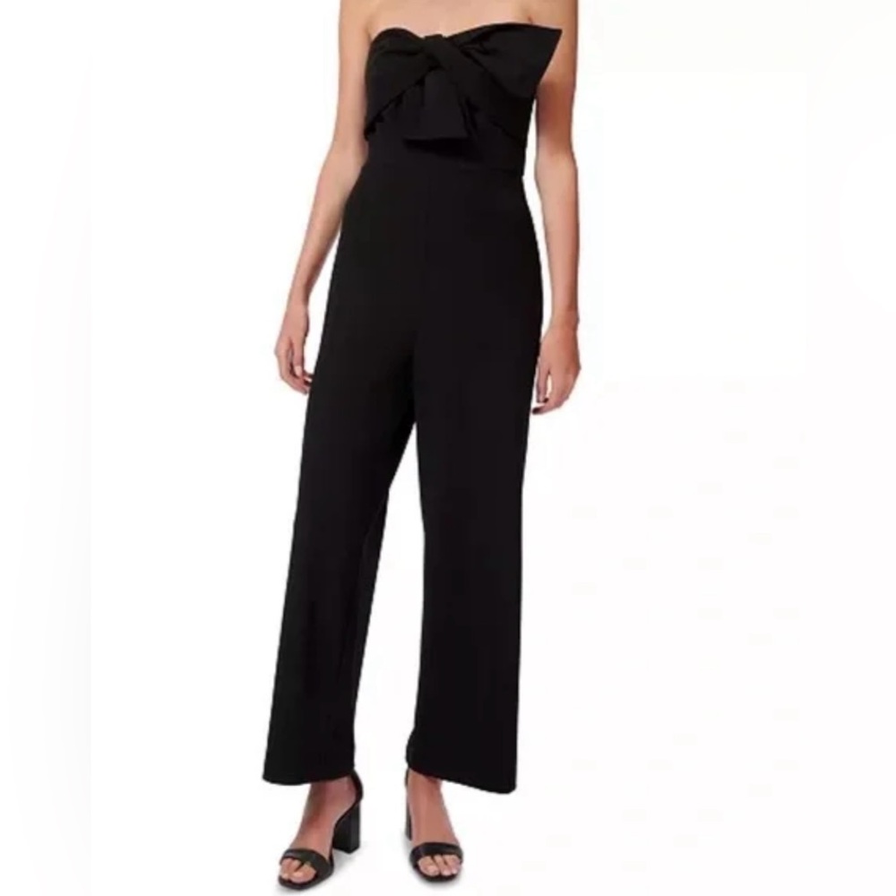 Sam Edelman Women’s 12 Elegant Black Strapless Bow Jumpsuit Holiday Wedding New